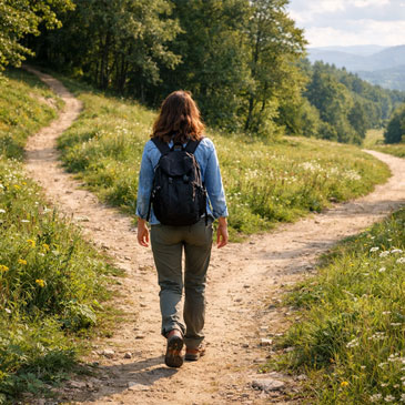 Determine Who is Worthy of Your Trust woman walking in nature and comes to a fork in the path as she is contemplating who the people in her life are that are worthy of her trust