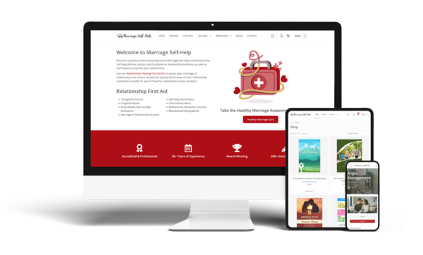 marriage self-help website desktop, tablet and cell phone graphic