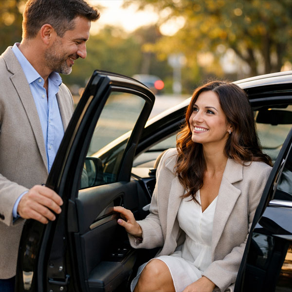 man opening the car door for his wife